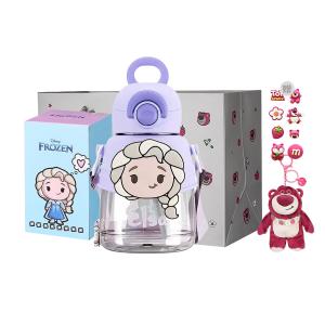Пластиковые стаканчики Lotso Disney, Elsa Spin And Fun Straw Water Cup+Shopping Bag+Doll Pendant (Includes Cup Brush+Straw Brush+Stickers)