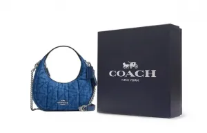 COACH Кармен тканевая сумка через плечо кроссбоди миниатюрная женская джинсовая синяя