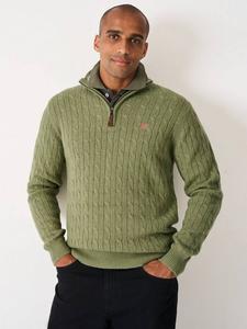 Ламбсвул свитер с косичкой и полузастежкой Crew Clothing, Jade Green