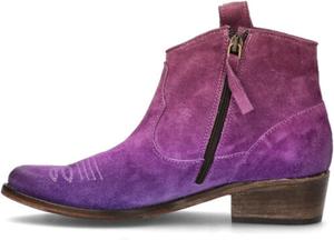 Женские ковбойские ботильоны с вышивкой, заостренный носок, низкий каблук, боковая молния, вестерн-стиль, повседневные нарядные ботинки WINDBXYB, Pink & Purple