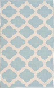 Ковер SAFAVIEH, 77 x 122 см, Montauk Collection, Light Blue & Ivory, ручной работы, хлопковый с узором Trellis, идеален для помещений с высокой проходимостью: прихожая, гостиная, спальня (MTK723K)