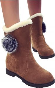 Зимние сапоги ZBYY для женщин, удобные уличные ботинки с противоскользящей подошвой, замшевые, с теплой меховой подкладкой, на плоской платформе, 8.5 Brown