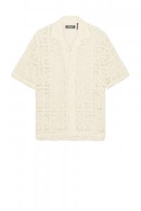 Цветочная вязаная крючком рубашка для лагеря Wao, бежевый