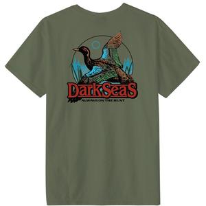 Мужская футболка с изображением пруда с утками. Dark Seas, Olivine