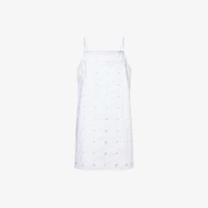 Платье мини Posse Peggy из хлопка с вышивкой, белый