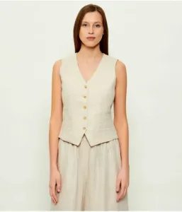 Льняной жилет WKDPACE slim fit Weekend Maxmara, бежевый