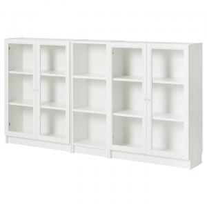 Книжный шкаф с дверцами BILLY/OXBERG IKEA, 200x30x106 см, цвет glass