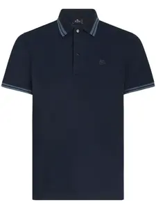 Рубашка поло с вышивкой Pegaso ETRO, синий