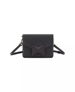 Мини-сумка через плечо из кожи с золотым ремешком Mac Duggal, черный