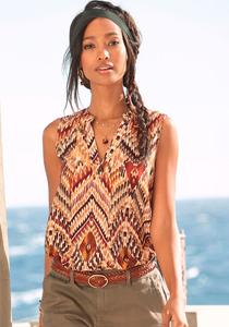 LASCANA женская блузка без рукавов с V-образным вырезом, коричневый