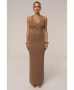 Женский комплект с вязаной юбкой Soft Sands Jluxlabel, загар/бежевый