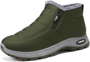 Зимние утепленные ботинки Baxtayel для женщин и мужчин, водонепроницаемые, с противоскользящей подошвой, с меховой подкладкой, средней высоты, кроссовки, плюшевые, термальные, мягкие, парные, удобные ботильоны для улицы, зеленый