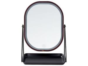 Косметическое зеркало LED 20 x 22 см розовое золото DORDOGNE, Beliani, черный