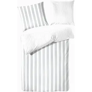 Двустороннее постельное белье Primera «Дельф», в полоску, серебряный
