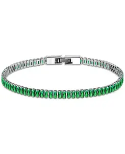 Теннисный браслет багетной огранки с кубическим цирконием из стерлингового серебра, созданный для Macy's Giani Bernini, green