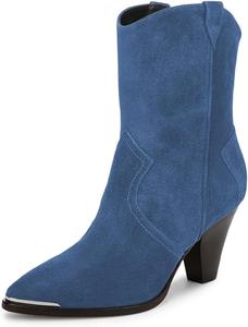 Женские ботильоны YDN закрытые с заостренным носком, широкие для голени, с высокими каблуками на толстой подошве, на пуговицах, в стиле вестерн, повседневные, для отпуска и вечеринок, размеры 4-16 US, Blue