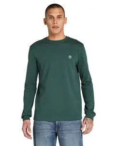 Мужская однотонная футболка с длинным рукавом, облегающая Timberland, темно-зеленый
