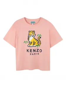 Футболка с тигровым принтом Kenzo Kids, розовый