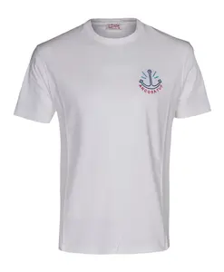 Мужская хлопковая футболка с круглым вырезом, принтом и вышивкой. Mc2 Saint Barth, белый