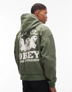 Толстовка свободного кроя Obey Head Jazz с выцветшим зелёным оттенком