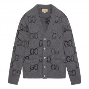 Кардиган Gucci Wool Cardigan With GG Intarsia 'Grey' 770507-XKDSJ-1128, серый