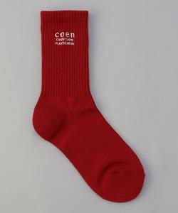 Носки в рубчик с вышитым логотипом COEN, цвет Red