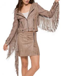 Кожаная куртка One Love с бахромой AS by DF, коричневый