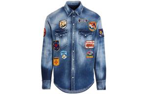 DSQUARED 2 Рубашка Men's Blue с заостренным воротником, умеренная посадка