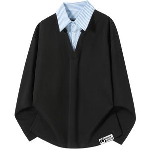 Свитшот Unisex Lapel Thickened Mock Two Piece Mackyo, черный [fleece-lined and thickened]