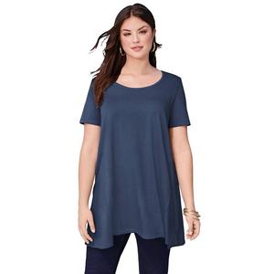 Женская распашная туника больших размеров Roaman's Ultimate с круглым вырезом, темно-синий