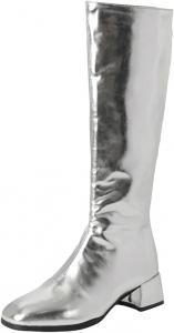 Женские сапоги до колена на низком каблуке, длинные ботильоны, зимняя модная обувь, стиль для вечеринок Generic, Silver