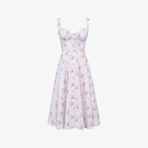 Платье миди House Of Cb Chiarina из стрейч-хлопка с принтом и рюшами, мультиколор