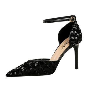 Туфли на тонком каблуке, высокие, 9 см, женские QITUMAUL, Black[Heel Height 9Cm]