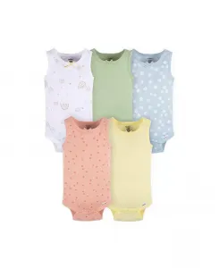 Боди без рукавов с цветочным принтом для девочек, 5 шт Gerber, оранжевый