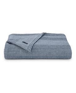 Хлопковое одеяло с узором «шеврон» из окрашенной пряжи, размер King Nautica, темно-синий