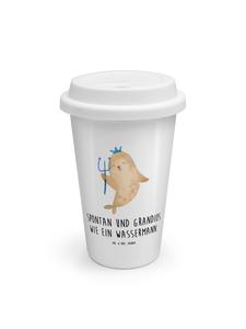 Кружка на вынос со знаком зодиака Водолей и надписью белого цвета Mr. & Mrs. Panda