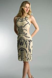 Коктейльное платье без рукавов с бисером Basix Black Label, слоновая кость
