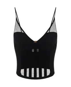 Топ с прозрачными деталями и корсетным кроем. Elisabetta Franchi, черный