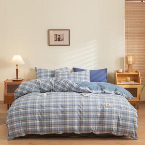 LUOLAI HOME Комплект постельного белья 4 предмета, простыня 245x27 см, простыня, Monilan, светло-голубой, гребенной хлопок