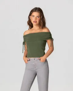 Женский топ без бретелек с бантами Noon, военный зеленый