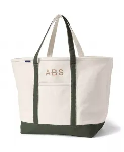 Очень большая натуральная холщовая сумка-шоппер с 5 карманами и открытым верхом Lands' End, белый