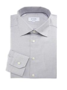 Рубашка современного кроя из хлопка в клетку Eton, синий