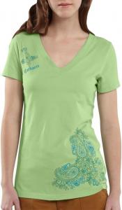 Carhartt Women's WK086 футболка с коротким рукавом и V-образным вырезом в стиле пейсли, Seafoam