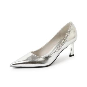 Женские туфли на тонком каблуке, серебристые Take the Qin, Silver