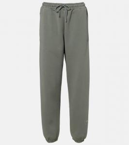 Флисовые спортивные штаны из хлопковой смеси Adidas by Stella McCartney, Stone Green