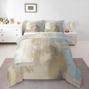 Erosebridal Brown Gradient Bedding Set Ombre Comforter Set King, Watercolor Grunge Down Comforter Abstract Tie Dye Bed Set, Geometric Modern Quilted Duvet Vintage Oil Painting Home Decor Microfiber, Grunge 15
