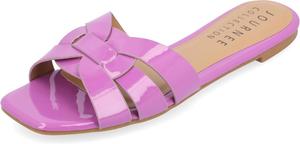 Женские плоские сандалии Journee с открытым квадратным носком, модной ремешковой вставкой, удобные нарядные слипоны Arrina Journee Collection, фиолетовый