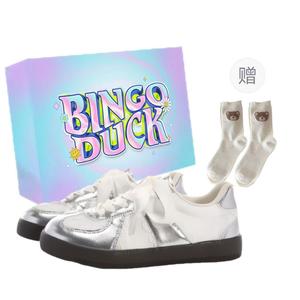 Нескользящие, увеличивающие рост, легкие и дышащие низкие кроссовки для скейтбординга для женщин BINGO DUCK, Silver+Exclusive Shoe Box+Gift Socks