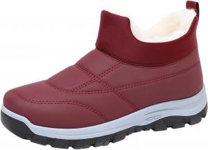 Женские зимние сапоги, теплые, водонепроницаемые, противоскользящие, ортопедические, на мягкой подошве с искусственным мехом, кроссовки на липучке с поддержкой свода стопы, плюшевые, для походов на улице Generic, Red
