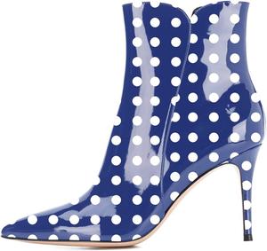 Женские модные ботильоны YDN с острым носком на высокой шпильке, с молнией, для вечеринки, размер 4-15 US, Bluepolka Dots